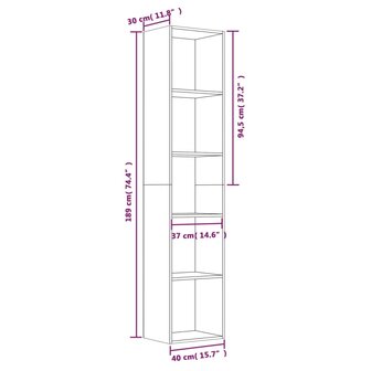 Boekenkast 40x30x189 cm bewerkt hout bruineikenkleurig 8720286954263 6