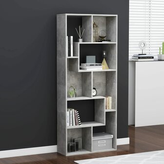 Boekenkast 67x24x161 cm bewerkt hout betongrijs 8719883915838 1