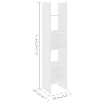 Boekenkast 40x35x180 cm bewerkt hout wit 8720286352533 7