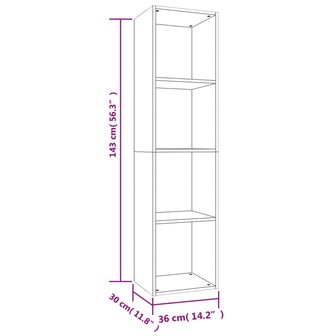 Boekenkast/tv-meubel 36x30x143 cm bewerkt hout betongrijs 8719883673097 12