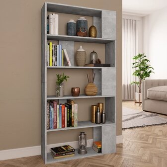 Boekenkast/kamerscherm 80x24x159 cm bewerkt hout betongrijs 8719883672649 1