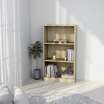 Boekenkast met 3 schappen 60x24x109 cm bewerkt hout sonoma eik 8719883787718 1