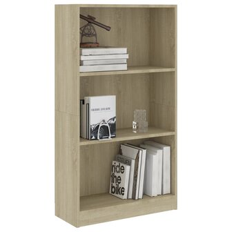 Boekenkast met 3 schappen 60x24x109 cm bewerkt hout sonoma eik 8719883787718 3