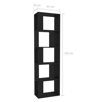 Boekenkast/kamerscherm 45x24x159 cm bewerkt hout zwart 8719883672700 7