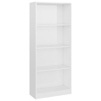 Boekenkast 4 schappen 60x24x142 cm bewerkt hout hoogglans wit 8719883869261 2