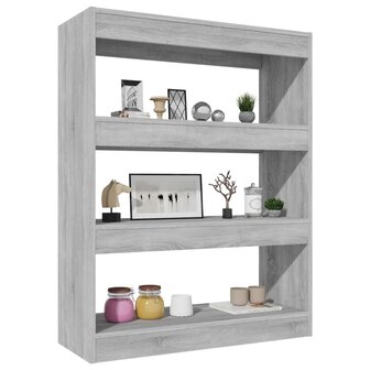 Boekenkast/kamerscherm 80x30x103 cm bewerkt hout grijs sonoma 8720286844496 5