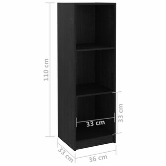 Boekenkast/kamerscherm 36x33x110 cm massief grenenhout zwart 8720286772690 8