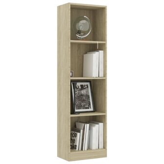 Boekenkast met 4 schappen 40x24x142 cm bewerkt hout sonoma eik 8719883787442 3