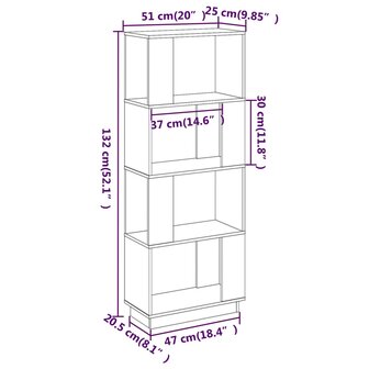 Boekenkast/kamerscherm 51x25x132 cm grenenhout honingbruin 8720286905852 8