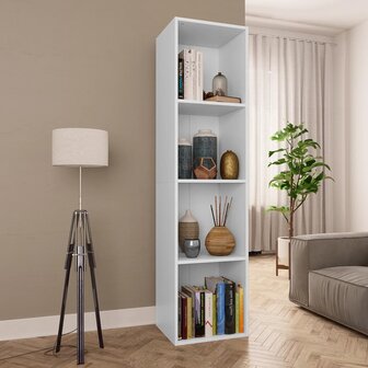 Boekenkast/tv-meubel 36x30x143 cm bewerkt hout wit 8719883673059 1