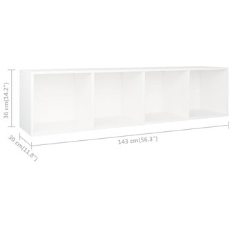 Boekenkast/tv-meubel 36x30x143 cm bewerkt hout wit 8719883673059 12