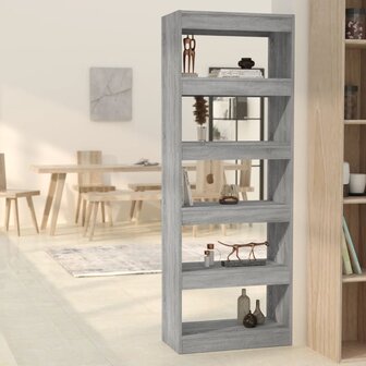 Boekenkast/kamerscherm 60x30x166 cm spaanplaat grijs sonoma 8720286844403 1