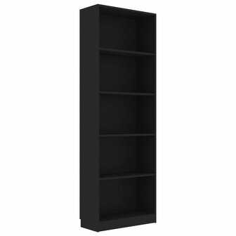 Boekenkast met 5 schappen 60x24x175 cm bewerkt hout zwart 8719883869308 2