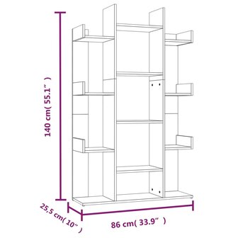 Boekenkast 86x25,5x140 cm bewerkt hout gerookt eikenkleurig 8720286979389 8