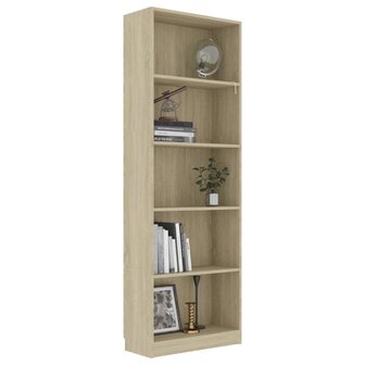 Boekenkast met 5 schappen 60x24x175 cm bewerkt hout sonoma eik 8719883869322 3