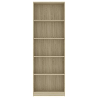 Boekenkast met 5 schappen 60x24x175 cm bewerkt hout sonoma eik 8719883869322 4