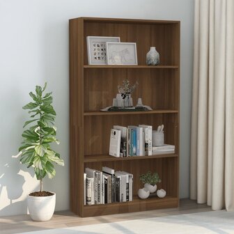 Boekenkast met 4 schappen 80x24x142 cm hout bruin eikenkleur 8720286976067 1