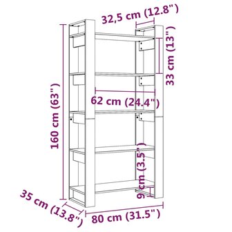 Boekenkast/kamerscherm 80x35x160 cm massief hout zwart 8720286905517 8