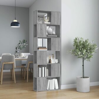 Boekenkast/kamerscherm 60x24x186 cm grijs sonoma eiken 8720287125143 1