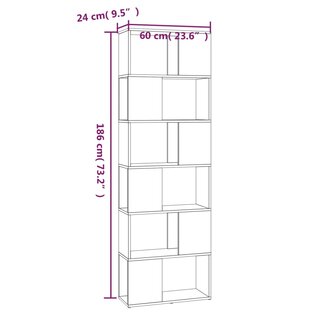 Boekenkast/kamerscherm 60x24x186 cm grijs sonoma eiken 8720287125143 8