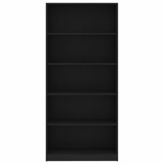 Boekenkast met 5 schappen 80x24x175 cm bewerkt hout zwart 8719883815329 4