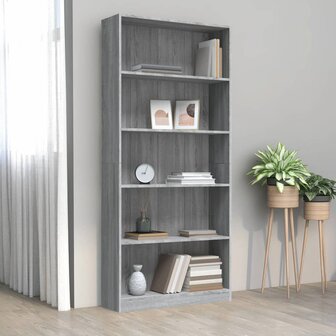 Boekenkast 80x24x175 cm bewerkt hout grijs sonoma eikenkleurig 8720286976081 1