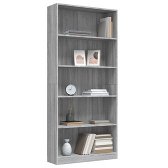 Boekenkast 80x24x175 cm bewerkt hout grijs sonoma eikenkleurig 8720286976081 3