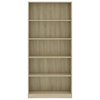 Boekenkast met 5 schappen 80x24x175 cm bewerkt hout sonoma eik 8719883815343 4