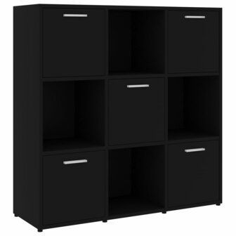 Boekenkast 90x30x90 cm bewerkt hout zwart 8720286017258 2