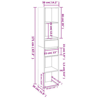 Boekenkast 36x30x171 cm bewerkt hout zwart 8720286016626 6