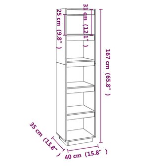 Boekenkast/kamerscherm 40x35x167 cm massief grenenhout zwart 8720286815892 8