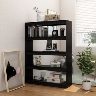 Boekenkast/kamerscherm 100x30x135,5 cm massief grenenhout zwart 8720286609224 3