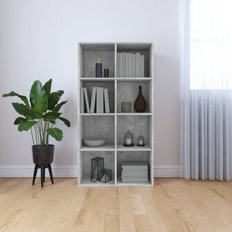 Boekenkast/dressoir 66x30x130 cm bewerkt hout betongrijs 8719883673189 1