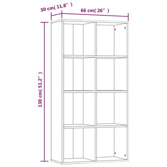 Boekenkast/dressoir 66x30x130 cm bewerkt hout betongrijs 8719883673189 11