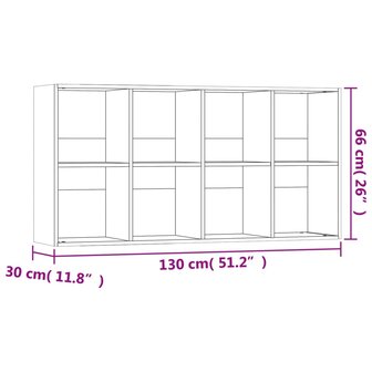 Boekenkast/dressoir 66x30x130 cm bewerkt hout betongrijs 8719883673189 12