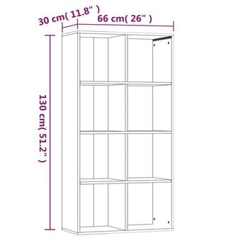 Boekenkast 66x30x130 cm bewerkt hout gerookt eikenkleurig 8720286975114 11