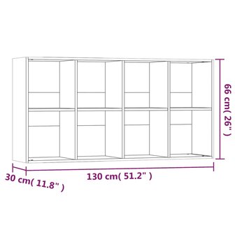 Boekenkast 66x30x130 cm bewerkt hout gerookt eikenkleurig 8720286975114 12