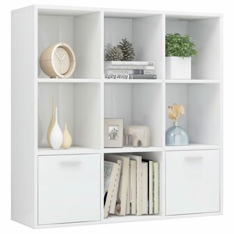 Boekenkast 98x30x98 cm bewerkt hout hoogglans wit 8719883869803 3