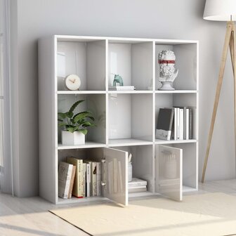 Boekenkast 98x30x98 cm bewerkt hout hoogglans wit 8719883869803 4