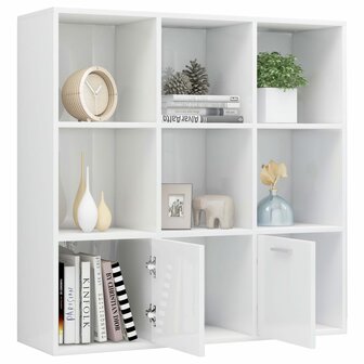 Boekenkast 98x30x98 cm bewerkt hout hoogglans wit 8719883869803 6