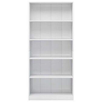 Boekenkast 5 schappen 80x24x175 cm bewerkt hout hoogglans wit 8719883815374 4