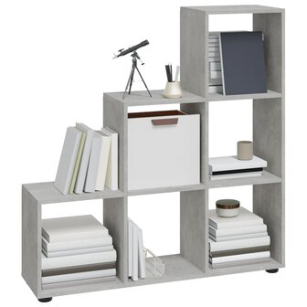 Boekenkast trapvormig 107 cm bewerkt hout betongrijs 8720286945759 3