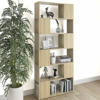 Boekenkast/kamerscherm 80x24x186 cm spaanplaat sonoma eiken 8720286651117 1