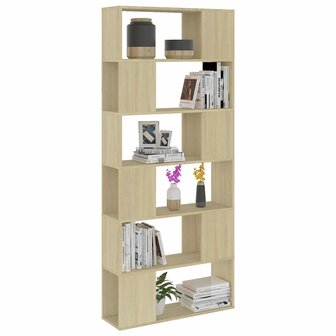 Boekenkast/kamerscherm 80x24x186 cm spaanplaat sonoma eiken 8720286651117 5