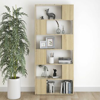 Boekenkast/kamerscherm 80x24x186 cm spaanplaat sonoma eiken 8720286651117 6