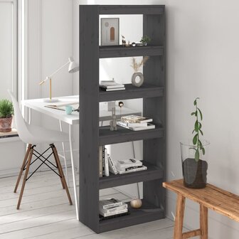 Boekenkast/kamerscherm 60x30x167,5 cm massief grenenhout grijs 8720286608753 1