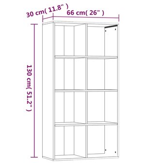 Boekenkast 66x30x130 cm bewerkt hout bruin eikenkleur 8720286975138 11