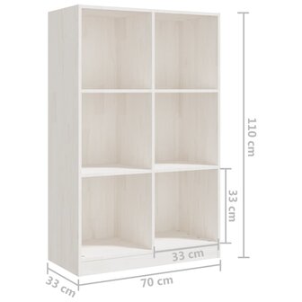 Boekenkast 70x33x110 cm massief grenenhout wit 8720286772843 8