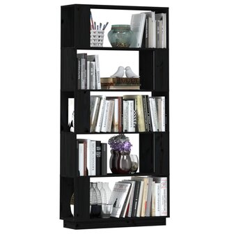 Boekenkast/kamerscherm 80x25x163,5 cm massief grenenhout zwart 8720286906118 5