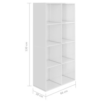 Boekenkast/dressoir 66x30x130 cm bewerkt hout hoogglans wit 8719883673202 11